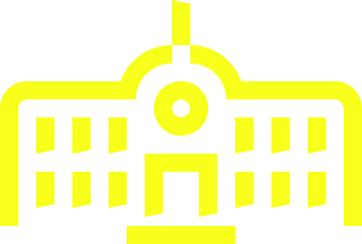 Icon Schule schwarz auf gelbem Hintergrund